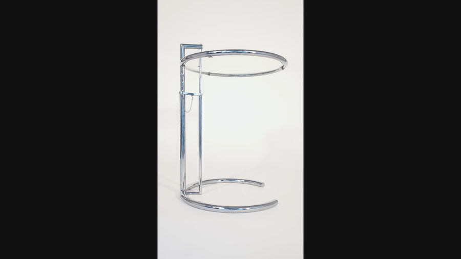 Mid Century Modern Glass & Chrome Round Side Table by Eileen Gray (attr.)