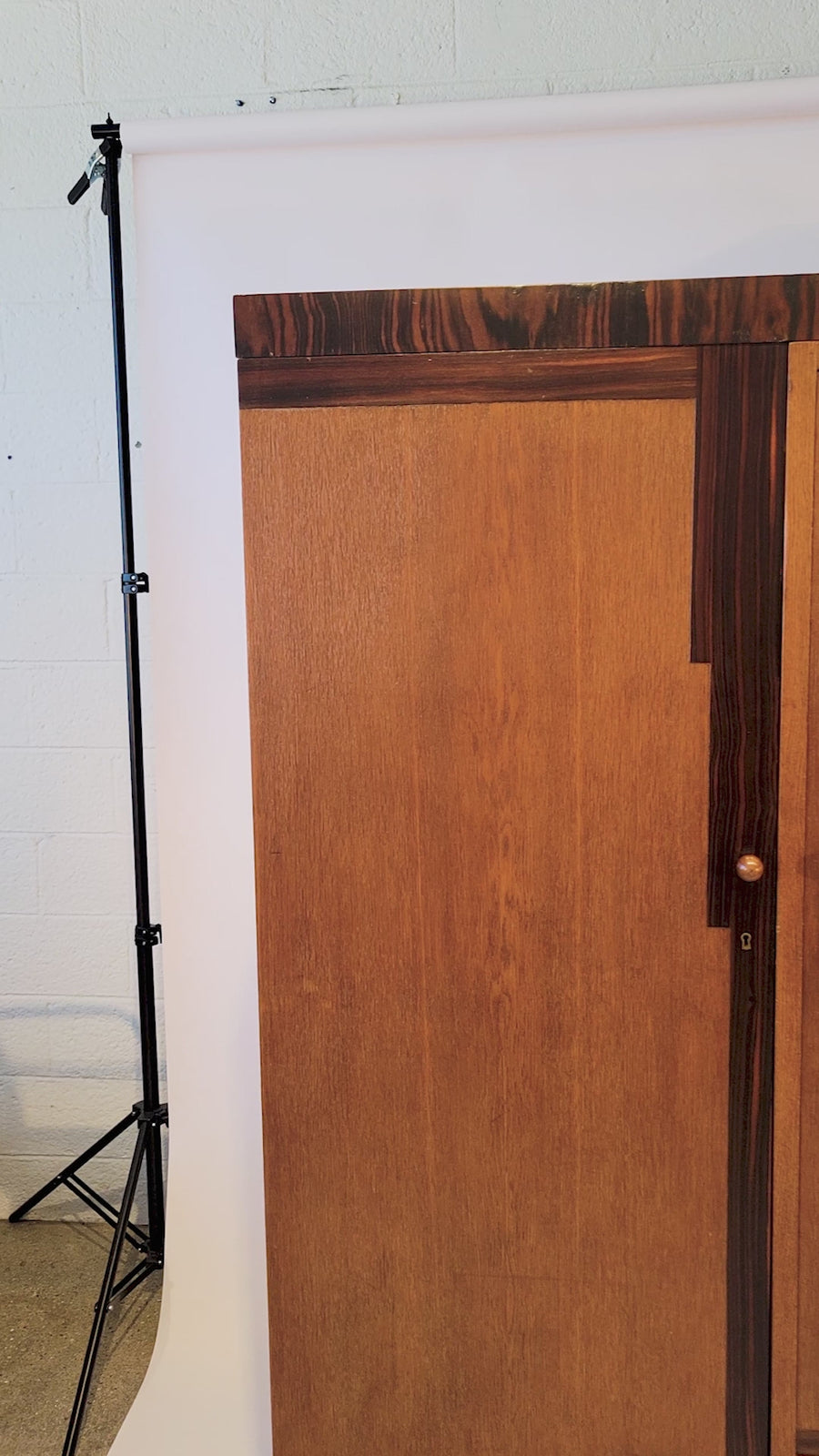Antique German Art Deco Armoire Wardrobe Cabinet 1930s