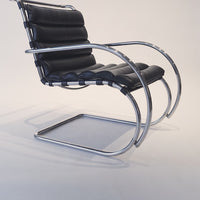 Mid Century MR Black Leather Arm Chairs by Mies van der Rohe for Knoll