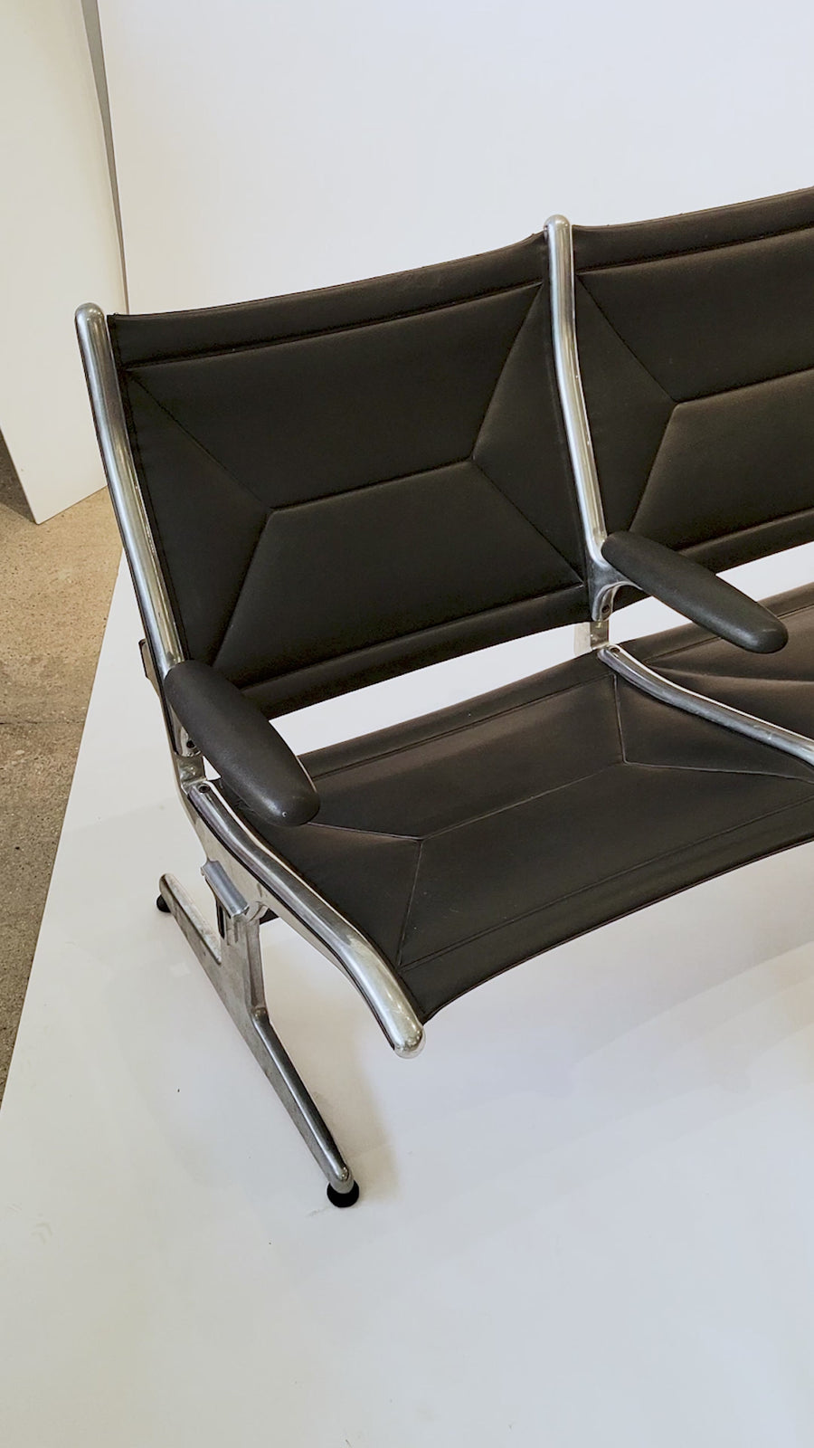 Mid Century Eames for Herman Miller Black Tandem Sling Seating 1990s