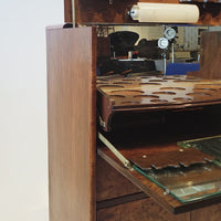 Antique French Art Deco Elm Wood Bar Cabinet 1930s