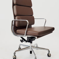 Eames for Herman Miller Tall Brown Leather Desk Chair Soft Pad