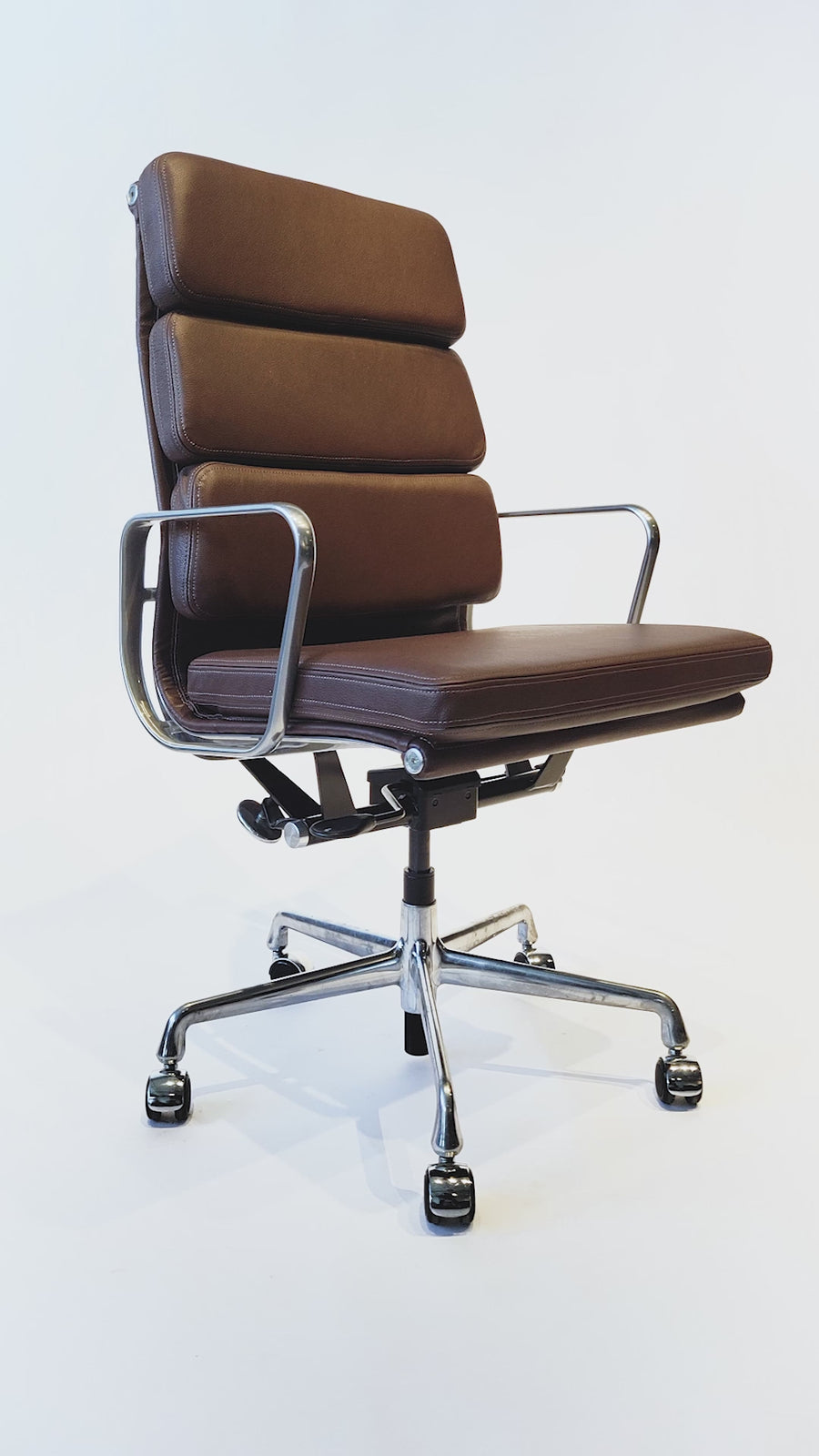 Herman Miller Eames Tall Brown Leather Desk Chair Soft Pad