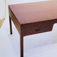 Large Mid Century Danish Modern Mahogany Wood Executive Desk