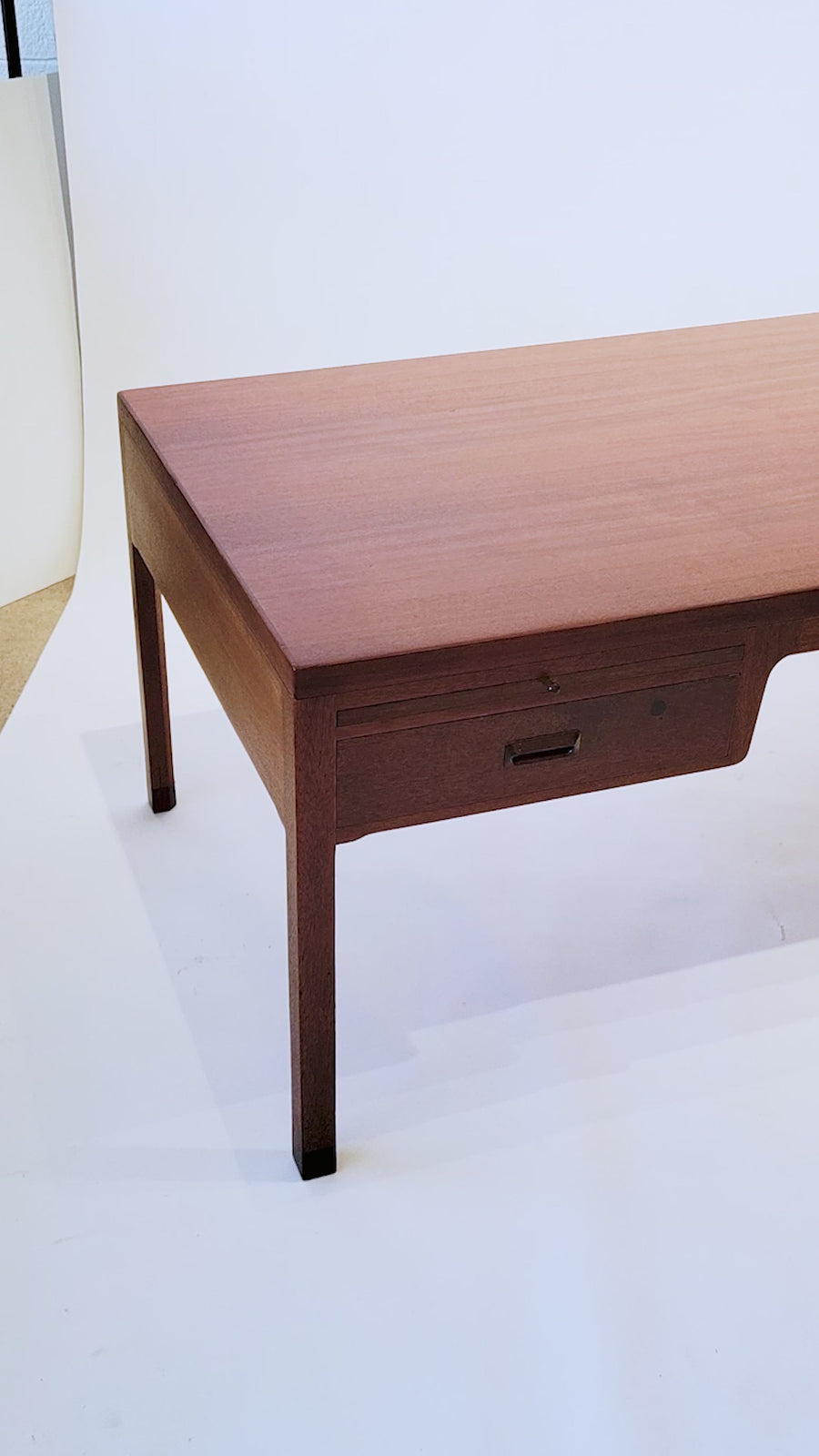 Large Mid Century Danish Modern Mahogany Wood Executive Desk