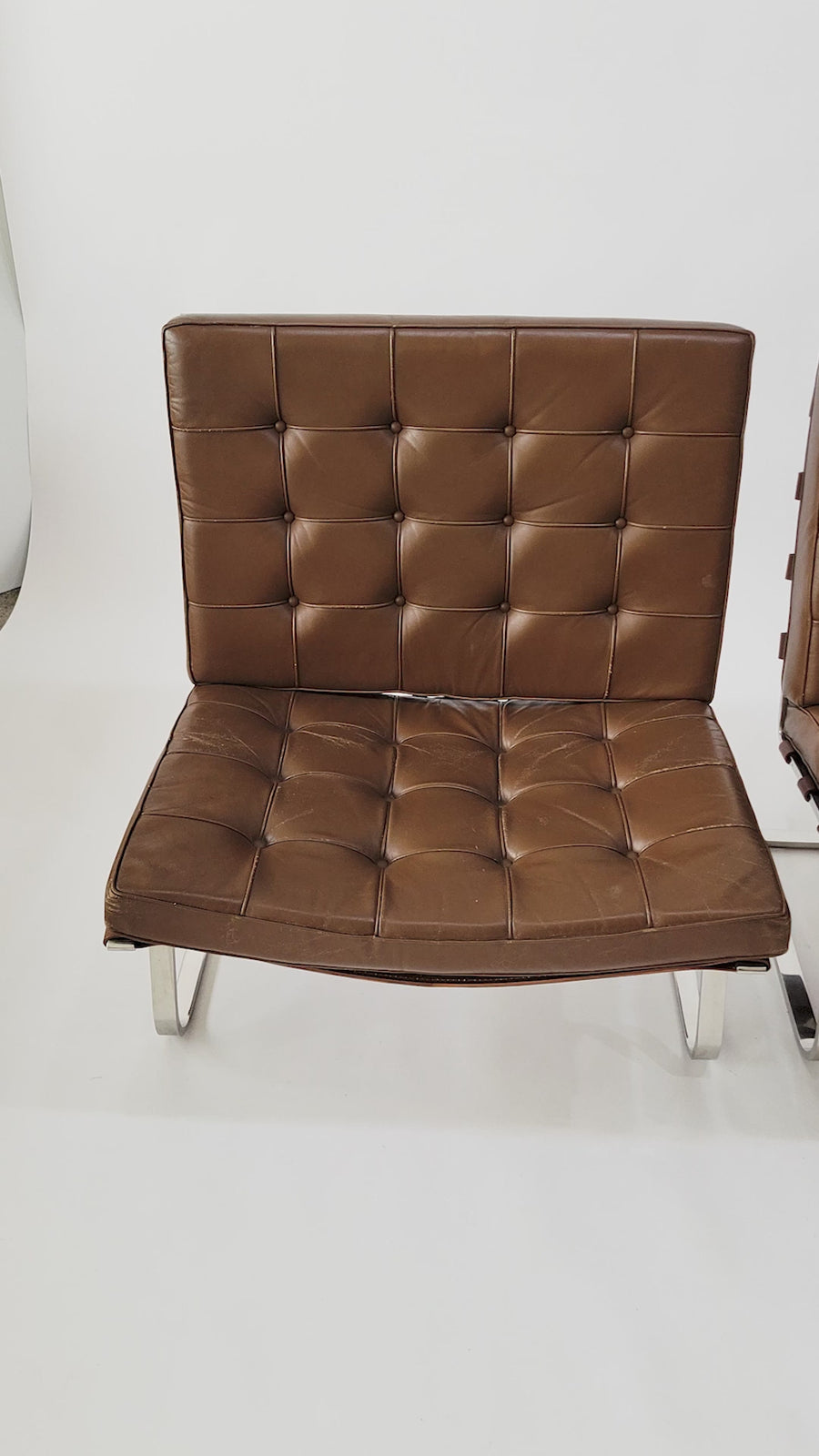 Pair Vintage Brown Tugendhat Lounge Chairs by Mies van der Rohe for Knoll 1960s