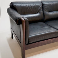 Mid Century Danish Black Leather Sofa in Style of Arne Norell, Matching Chair Avail