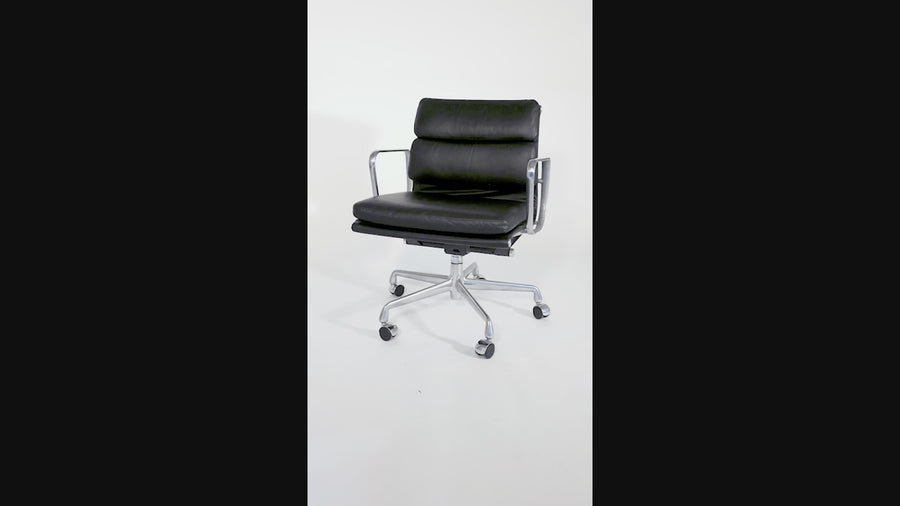 Mid Century Black Leather Desk Chair by Eames for Herman Miller, 2001