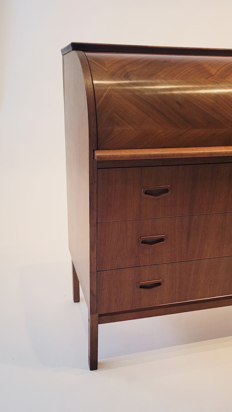 Mid Century Swedish Teak Rolltop Secretary Desk by Egon Ostergaard