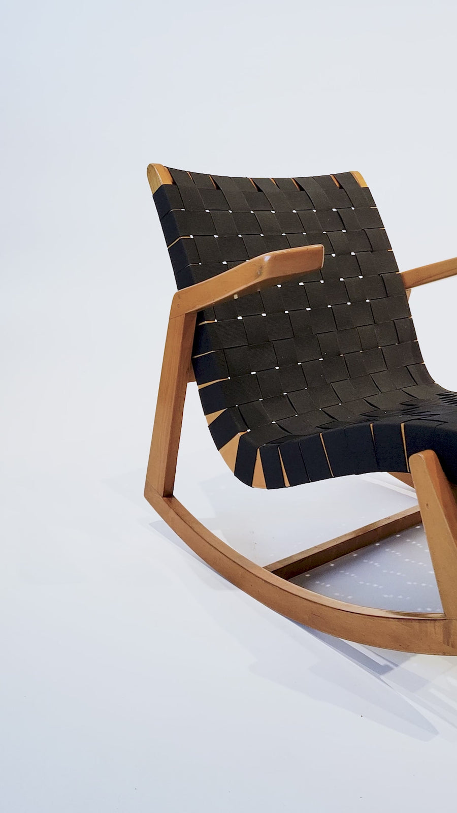 Rare Early Mid Century Wooden Rocking Chair by Ralph Rapson, 1940s