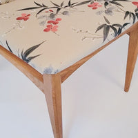 Mid Century Danish Wood Side Chairs with Floral Fabric, 1950s