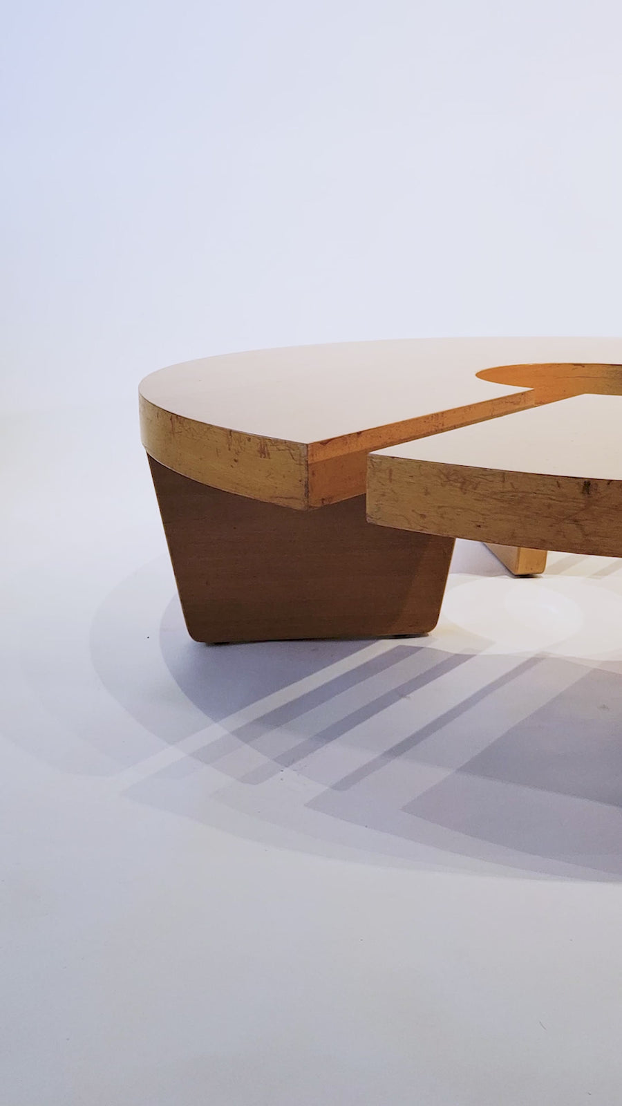 Mid Century Mahogany Wood Nuclear Coffee Table by Harvey Probber