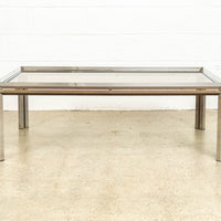 Vintage Mid Century Modern Chrome, Brass and Glass Coffee Table