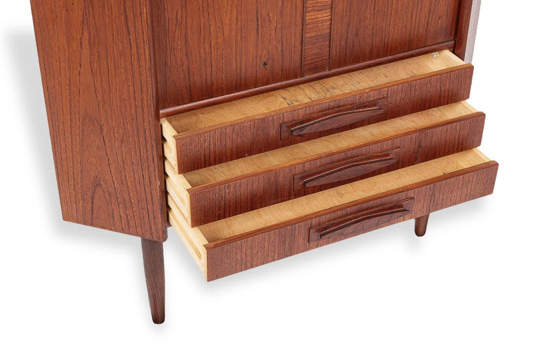 Mid Century Danish Modern Teak Wood Corner Cabinet or Bar Cabinet