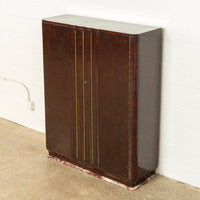 Exceptional Antique Art Deco Burl Wood Bar Cabinet with Marble Base, 1920s