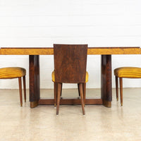 Antique Art Deco Burl Rosewood & Maple Dining Table, 1930s