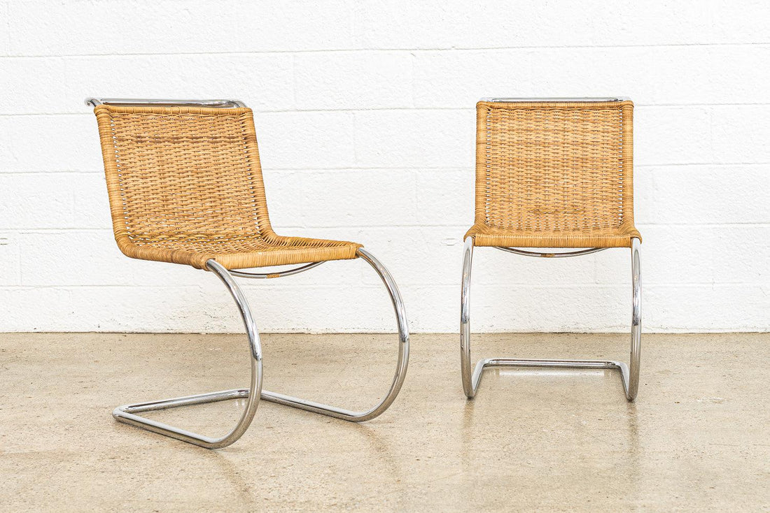 Vintage Mid Century Bauhaus Mies van der Rohe MR 10 Cantilever Side Chairs by Stendig, Set of 4