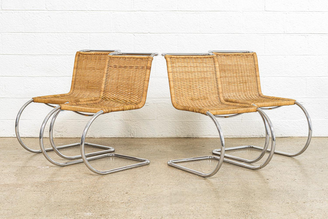 Vintage Mid Century Bauhaus Mies van der Rohe MR 10 Cantilever Side Chairs by Stendig, Set of 4