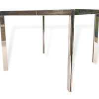 Vintage 1970s Travertine Marble and Nickel Dining Table or Game Table Baughman Style