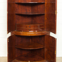 Exceptional Antique Art Deco Burl Wood Tall Corner Cabinet, 1920s