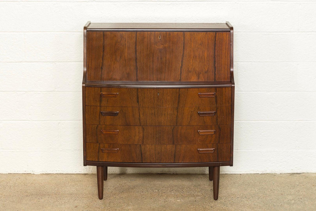 Vintage Mid Century Danish Modern Poul M. Jessen for Viby Rosewood Secretary Desk