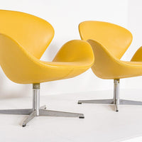 Danish Modern Yellow Swan Chairs by Arne Jacobsen for Fritz Hansen