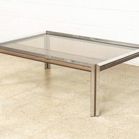 Vintage Mid Century Modern Chrome, Brass and Glass Coffee Table