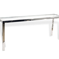 Mid Century Chrome & Glass Sofa Table in the Style of Milo Baughman