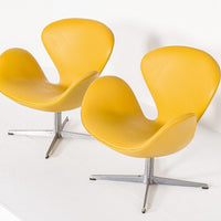 Danish Modern Yellow Swan Chairs by Arne Jacobsen for Fritz Hansen