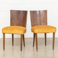 Pair of Antique Art Deco Burl Rosewood Dining Chairs, 1930s