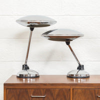 Pair of Vintage Mid Century Italian Modern Polished Chrome Table Lamps