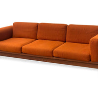 1970s Mid Century Orange Three-Seat Bastiano Sofa by Tobia Scarpa for Knoll