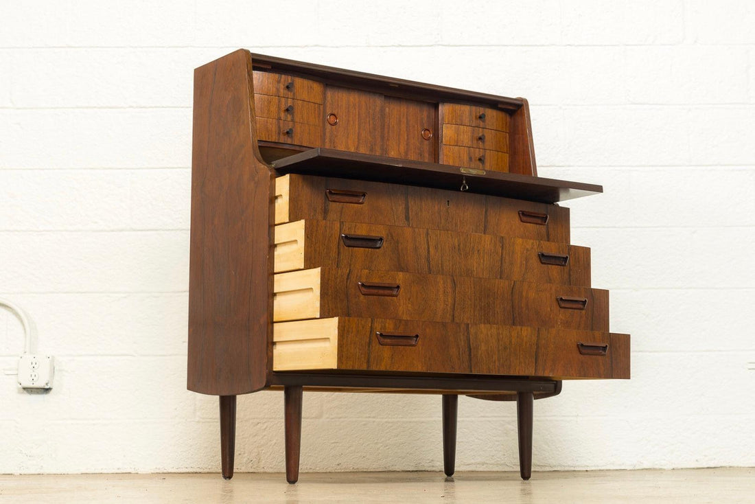 Vintage Mid Century Danish Modern Poul M. Jessen for Viby Rosewood Secretary Desk