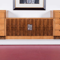 Antique Art Deco Burl Wood Credenza Sideboard or Bar Cabinet