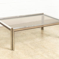 Vintage Mid Century Modern Chrome, Brass and Glass Coffee Table