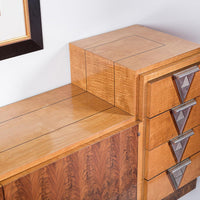 Antique Art Deco Burl Wood Credenza Sideboard or Bar Cabinet