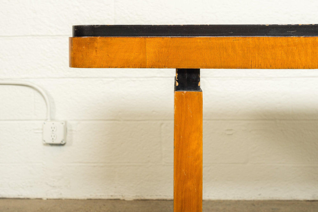 Antique Art Deco Maple Wood and Ebonized Table or Writing Desk, 1930s