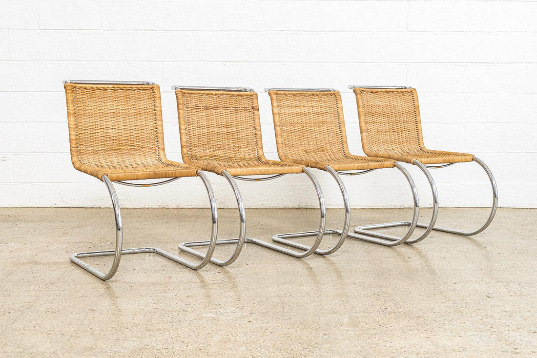 Vintage Mid Century Bauhaus Mies van der Rohe MR 10 Cantilever Side Chairs by Stendig, Set of 4