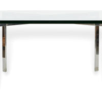 Mid Century Bauhaus Square Glass and Chrome Barcelona Coffee Table by Mies van der Rohe for Knoll