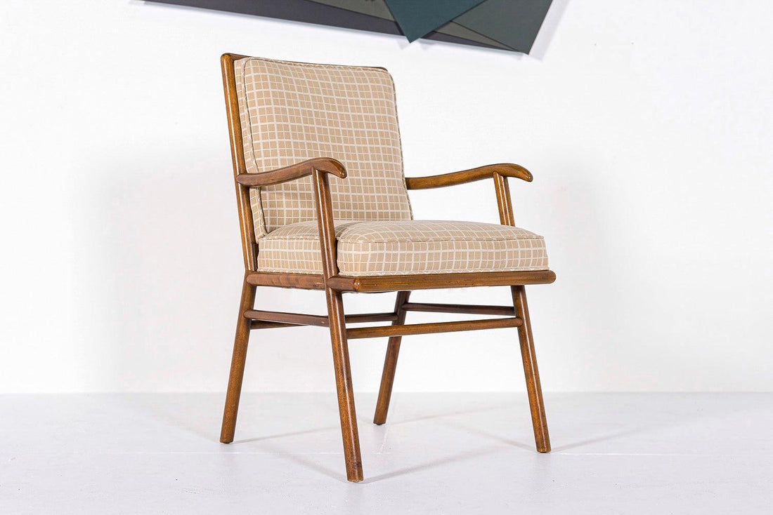 Mid Century Upholstered Wood Lounge Chair by T.H. Robsjohn-Gibbings