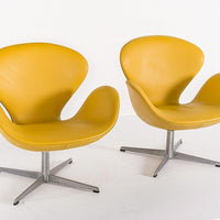 Danish Modern Yellow Swan Chairs by Arne Jacobsen for Fritz Hansen