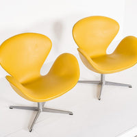 Danish Modern Yellow Swan Chairs by Arne Jacobsen for Fritz Hansen