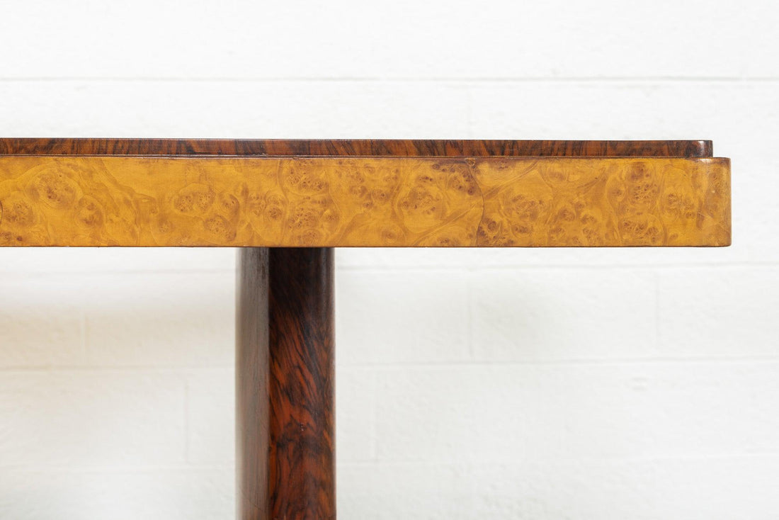 Antique Art Deco Burl Rosewood & Maple Dining Table, 1930s