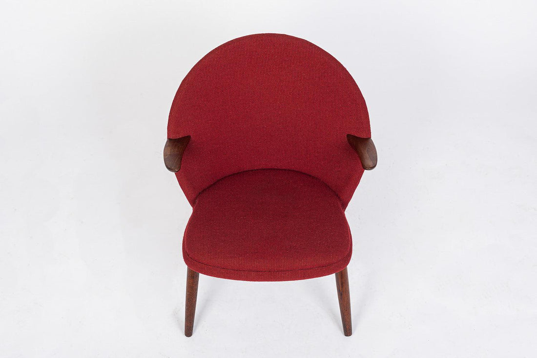 Mid Century Danish Modern Red Lounge Chairs by Kurt Olsen