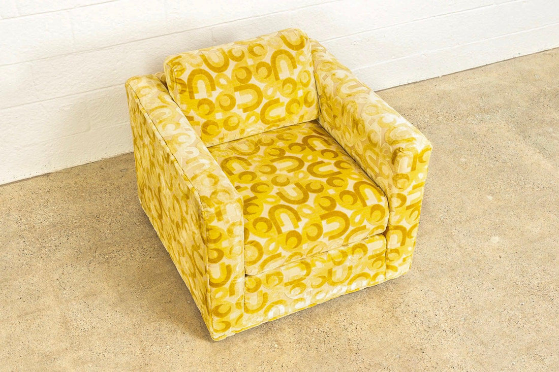 Vintage Mid Century Mod 1970s Yellow Lounge Chair, 1970s, Matching Loveseat Sofa Available