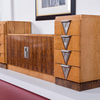 Antique Art Deco Burl Wood Credenza Sideboard or Bar Cabinet