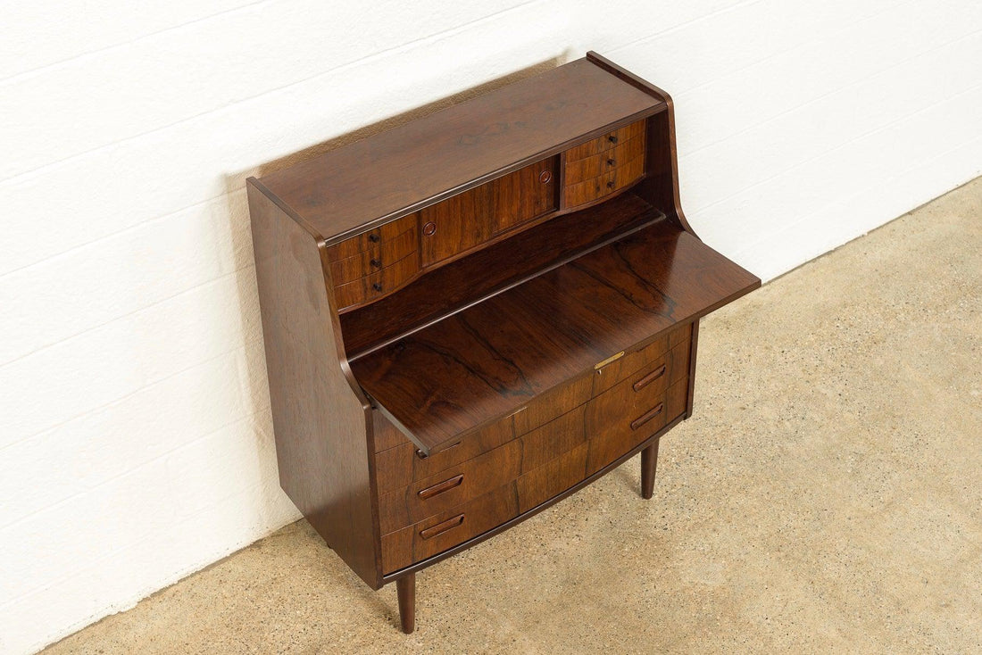 Vintage Mid Century Danish Modern Poul M. Jessen for Viby Rosewood Secretary Desk