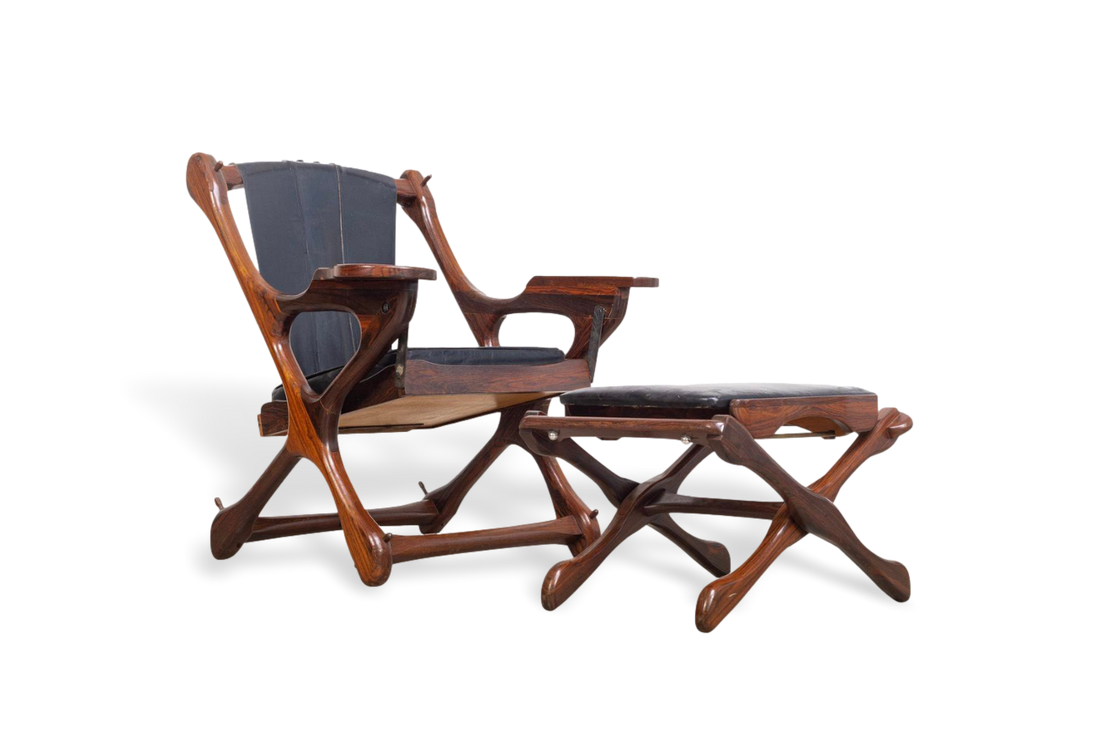 Mid Century Mexican Modern Swinger Lounge Chair with Ottoman by Don Shoemaker