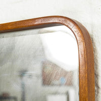 Vintage Mid Century Teak Wood Hanging Wall Mirror, 1960s