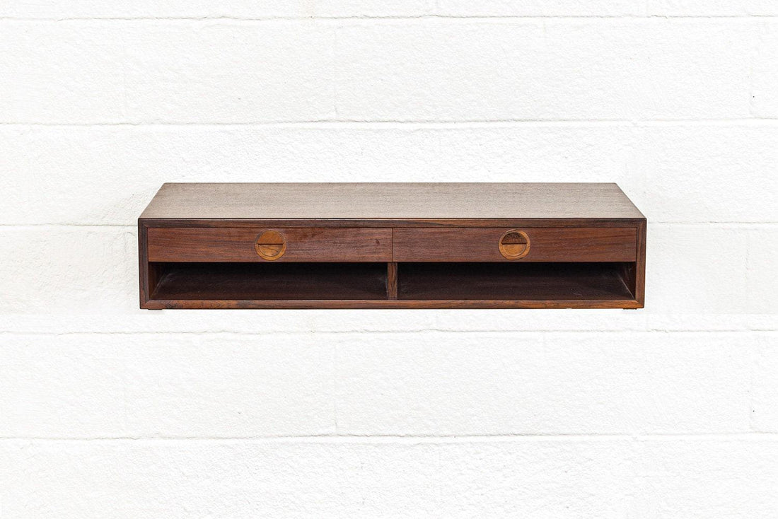 Vintage Mid Century Danish Modern Wall Mounted Floating Shelf in Rosewood, 1960s